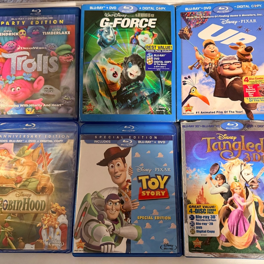 Disney Blu-ray Movie Collection - Blue Cases with Colorful Covers